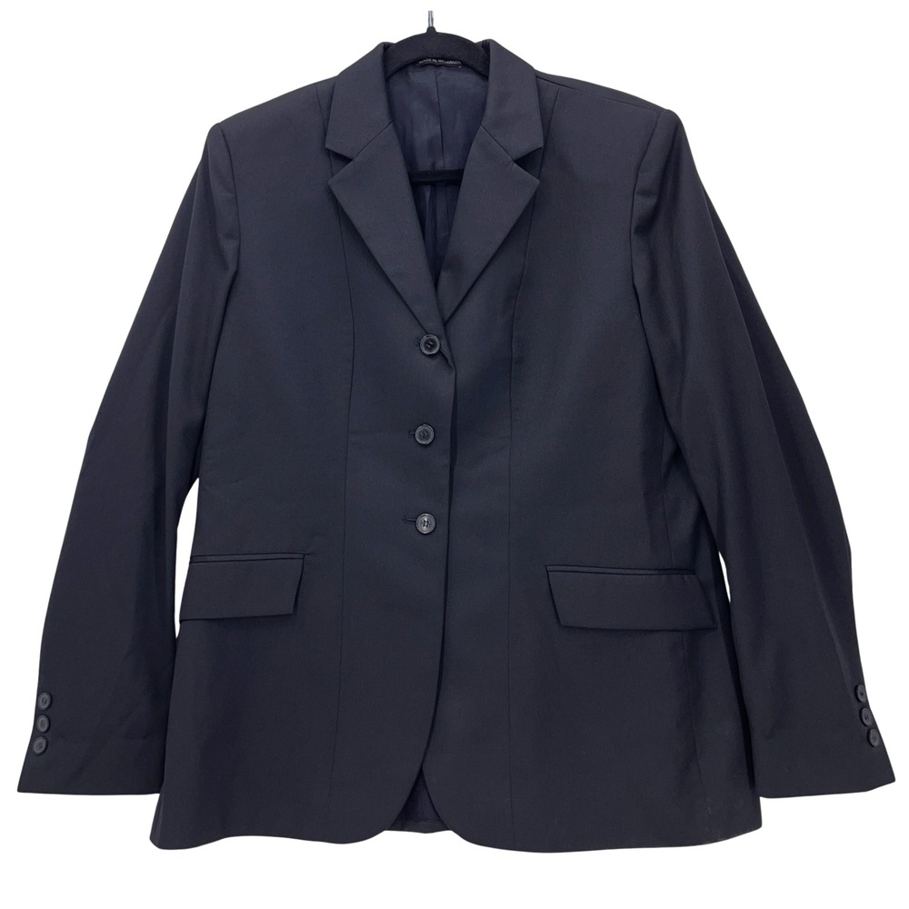 Miller's Black Riding Coat Blazer 16L Padded Shoulders Wool Blend Dressage